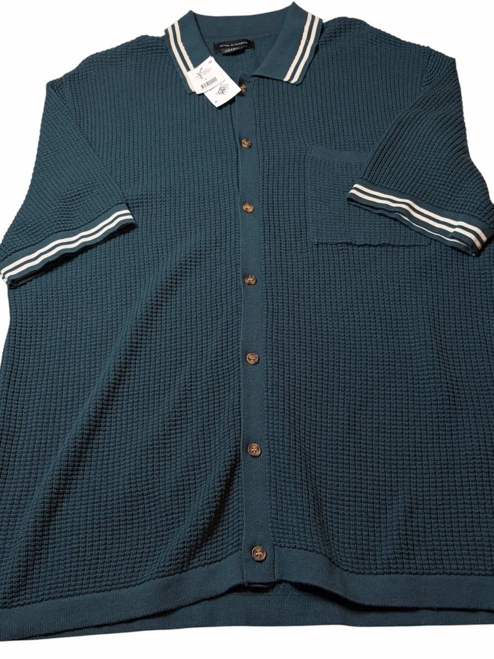 NWT Cotton On Pablo Textured Short Sleeve Teal button down size L